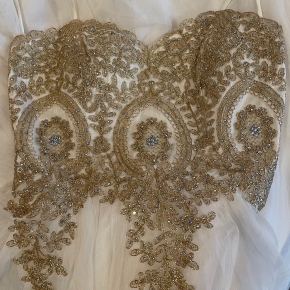Ivory Gown with Gold and Crystal Design - Juniors - Picture 7 of 7
